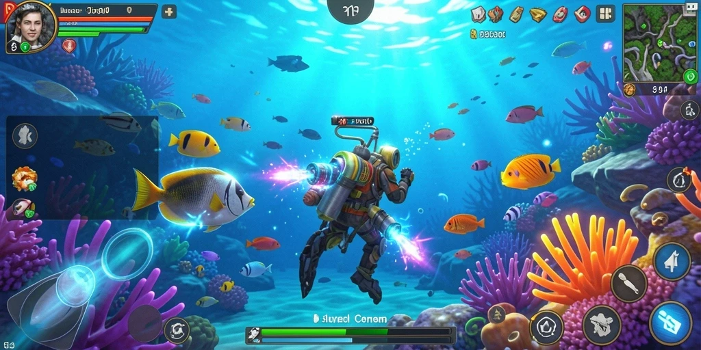 Screenshot menunjukkan level dengan pemandangan menakjubkan.